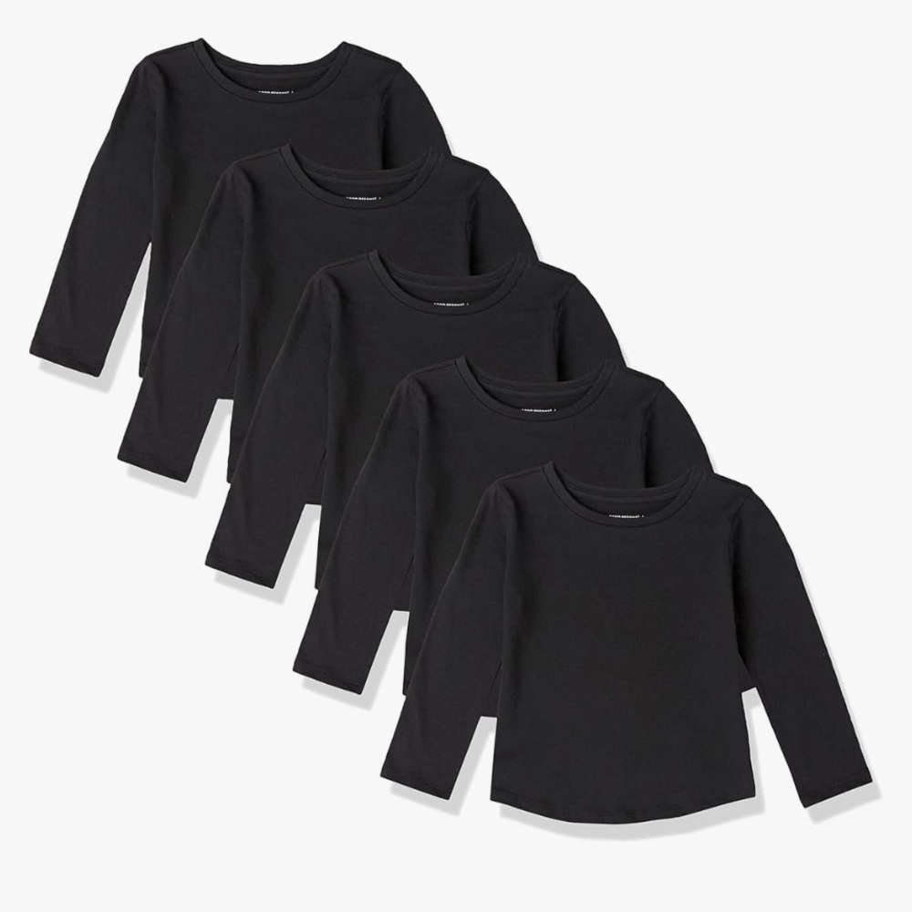 NWT Amazon Essentials Toddlers' Long-Sleeve T-Shirts, 5 pack Multipacks